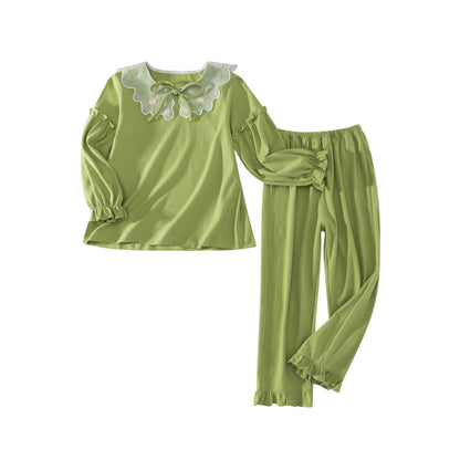 Cozy Cotton Pajama Set for Girls - Long Sleeve Two-Piece for Spring and Autumn - Vogue Aura