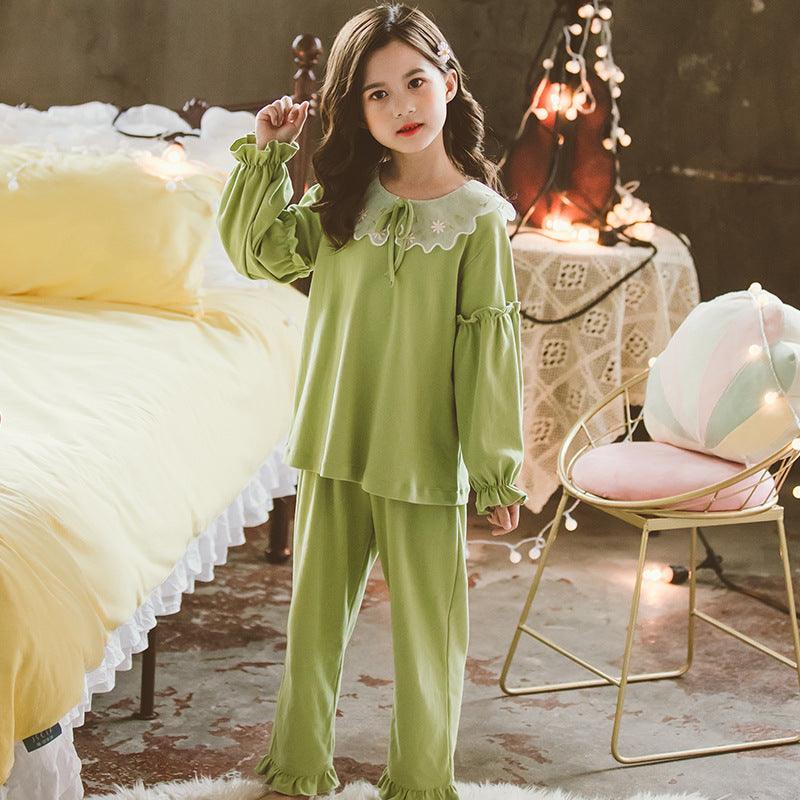 Cozy Cotton Pajama Set for Girls - Long Sleeve Two-Piece for Spring and Autumn - Vogue Aura