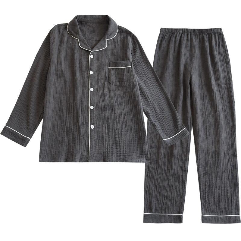 Cozy Cotton Pajama Set for Men - Lightweight Double-Layer Gauze for Spring and Autumn - Vogue Aura