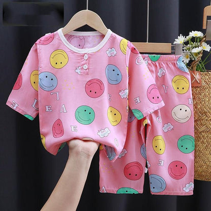 Cozy Cotton-Silk Cartoon Pajamas for Baby - Perfect for Summer Comfort - Vogue Aura