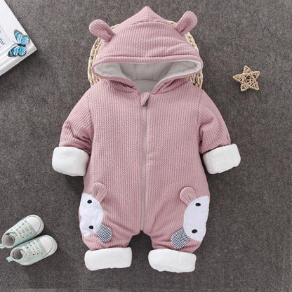 Cozy Cotton Snowsuit for Babies - Embroidered Winter Jumpsuit with Hooded Design - Vogue Aura