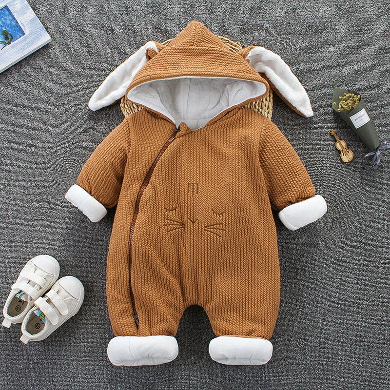 Cozy Cotton Snowsuit for Babies - Embroidered Winter Jumpsuit with Hooded Design - Vogue Aura