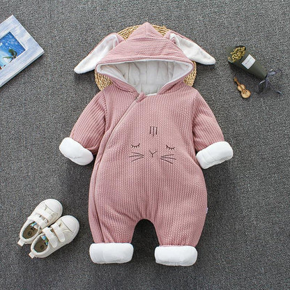 Cozy Cotton Snowsuit for Babies - Embroidered Winter Jumpsuit with Hooded Design - Vogue Aura