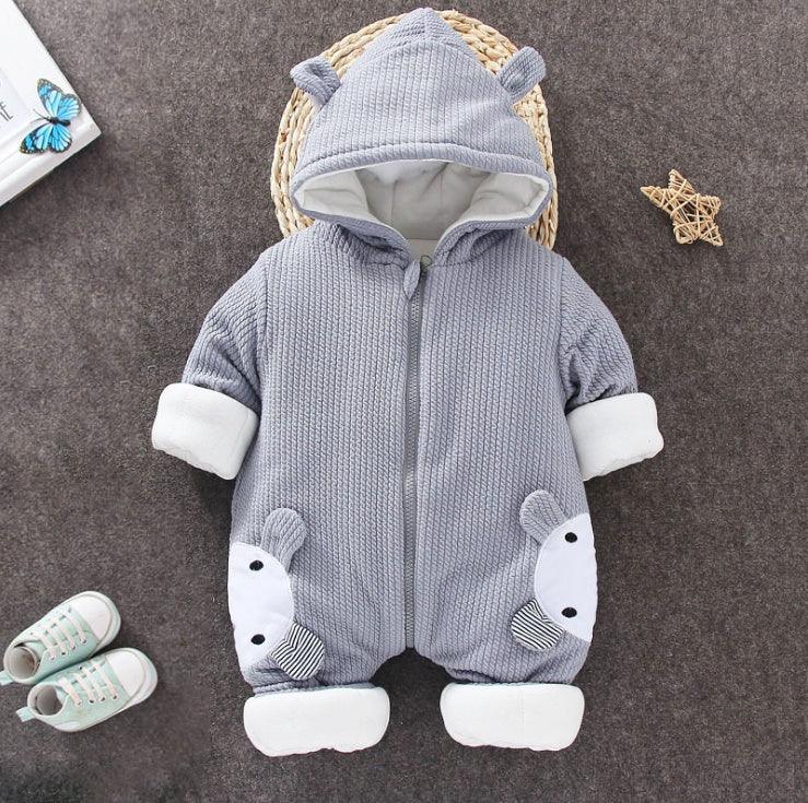 Cozy Cotton Snowsuit for Babies - Embroidered Winter Jumpsuit with Hooded Design - Vogue Aura