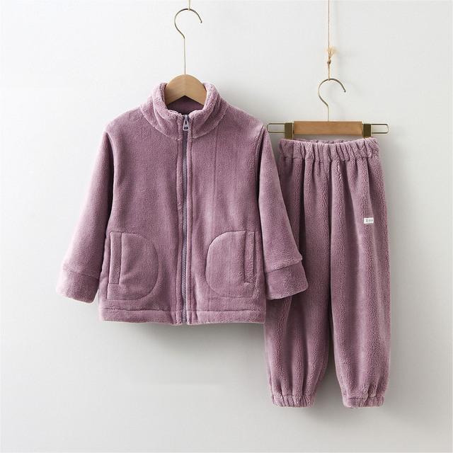 Cozy Kids Fleece Hoodie and Trouser Set for Girls - Vogue Aura