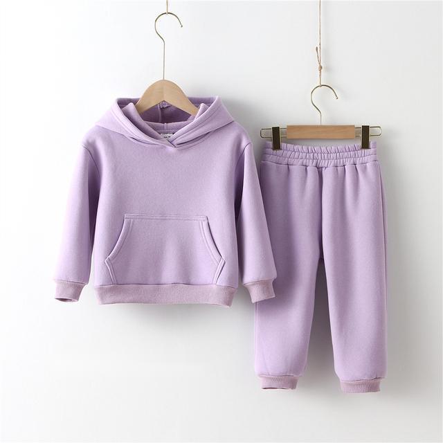 Cozy Kids Fleece Hoodie and Trouser Set for Girls - Vogue Aura