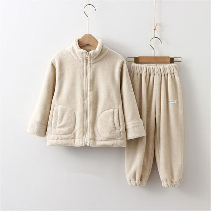 Cozy Kids Fleece Hoodie and Trouser Set for Girls - Vogue Aura