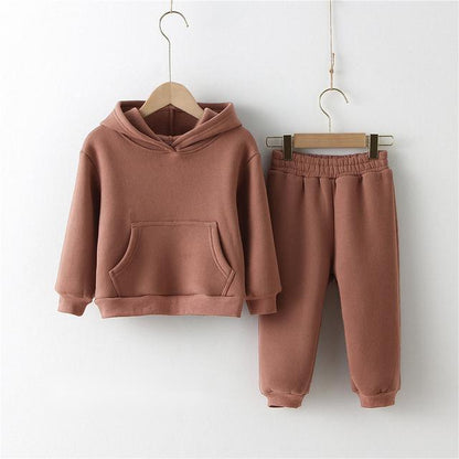 Cozy Kids Fleece Hoodie and Trouser Set for Girls - Vogue Aura