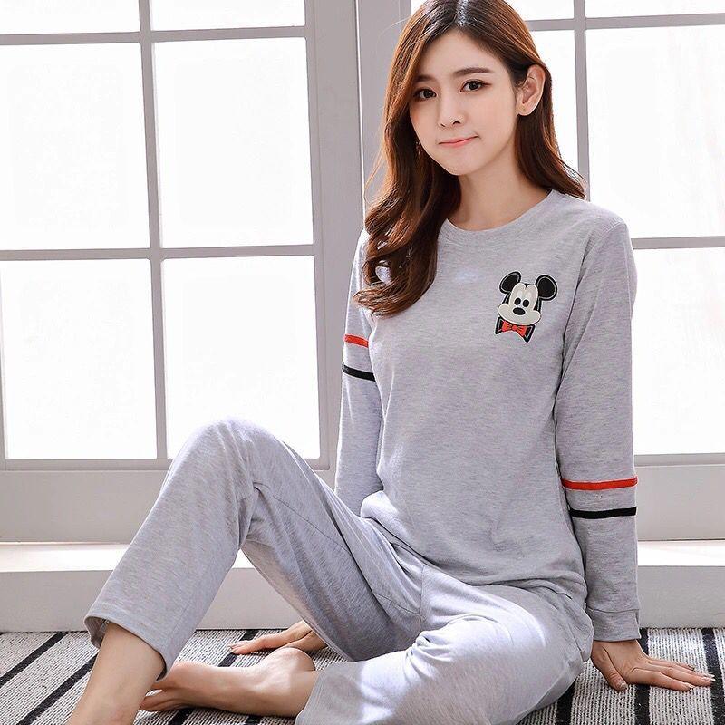 Cozy Long Sleeve Cotton Pajamas for Women - Perfect for Spring and Autumn Relaxation - Vogue Aura