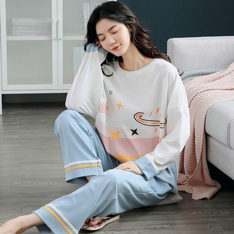 Cozy Long Sleeve Cotton Pajamas for Women's Relaxation - Vogue Aura