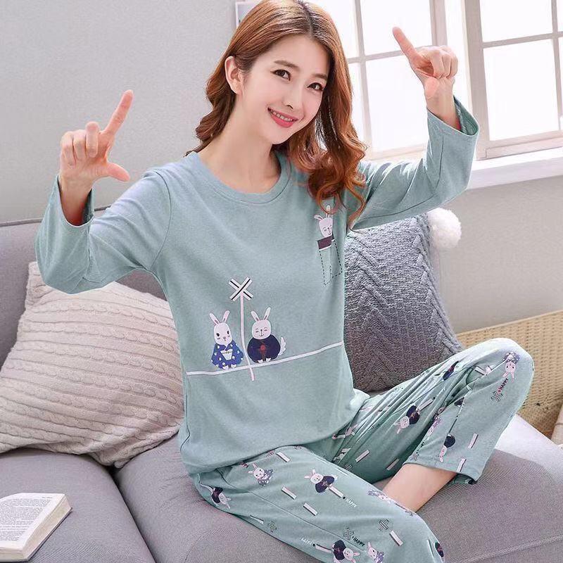 Cozy Long Sleeve Cotton Pajamas for Women - Perfect for Spring and Autumn Relaxation - Vogue Aura