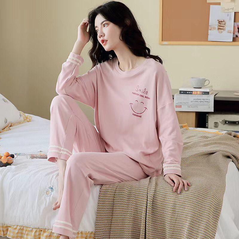 Cozy Long Sleeve Cotton Pajamas for Women - Perfect for Spring and Autumn Relaxation - Vogue Aura