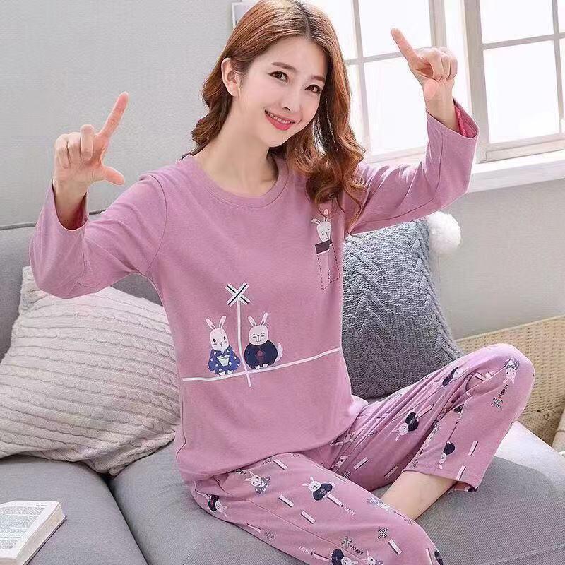 Cozy Long Sleeve Cotton Pajamas for Women's Relaxation - Vogue Aura