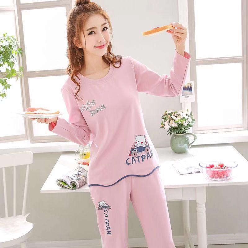 Cozy Long Sleeve Cotton Pajamas for Women's Relaxation - Vogue Aura