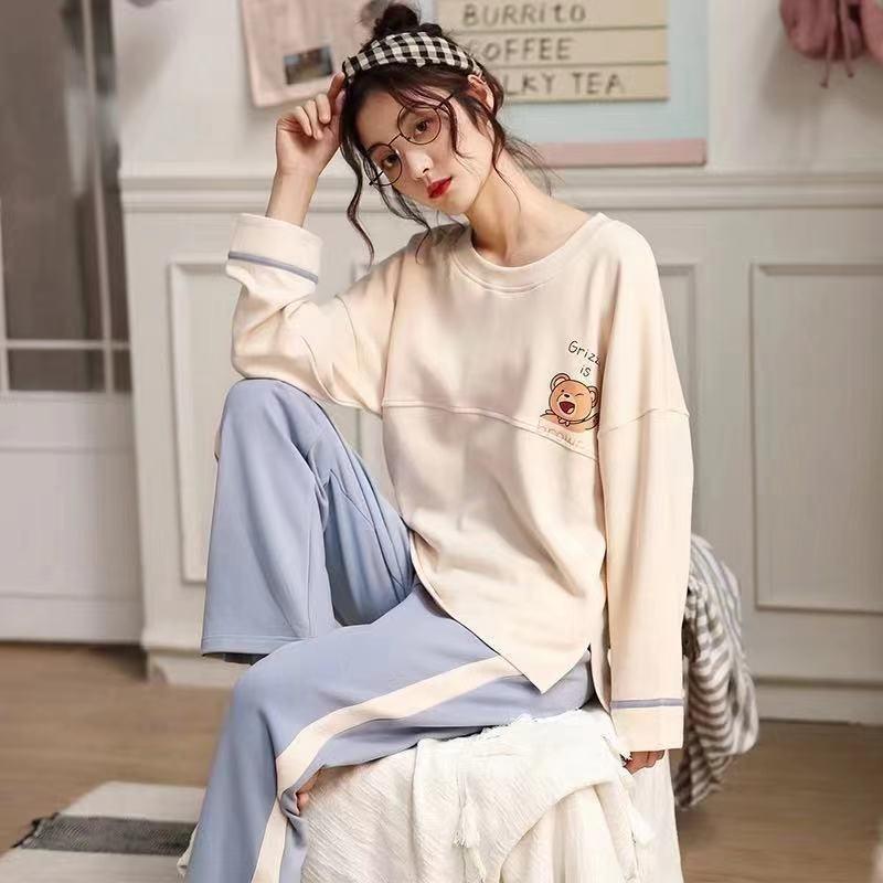 Cozy Long Sleeve Cotton Pajamas for Women - Perfect for Spring and Autumn Relaxation - Vogue Aura