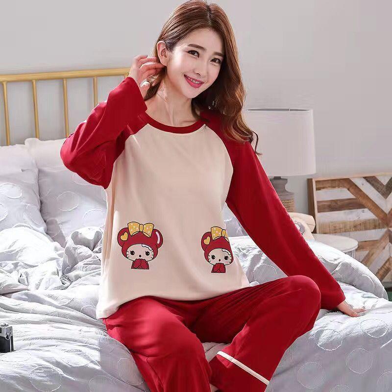 Cozy Long Sleeve Cotton Pajamas for Women's Relaxation - Vogue Aura