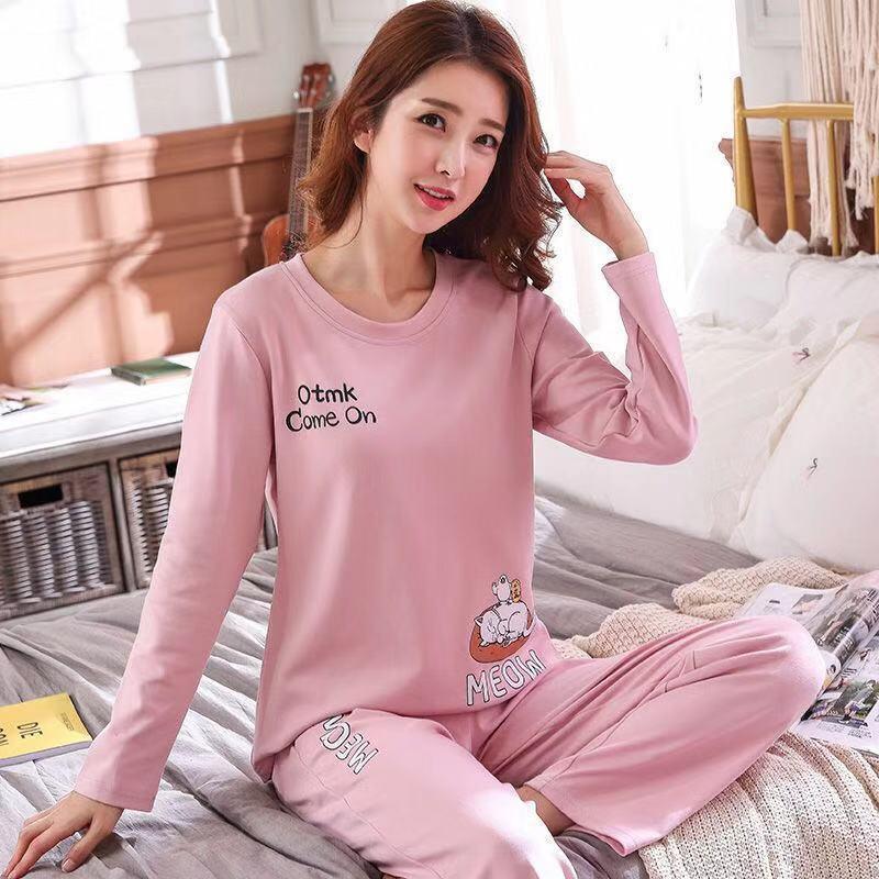 Cozy Long Sleeve Cotton Pajamas for Women - Perfect for Spring and Autumn Relaxation - Vogue Aura