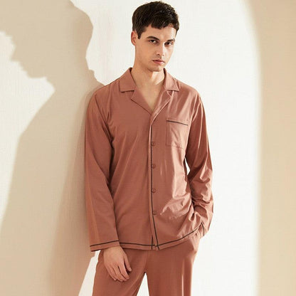 Cozy Men's Modal Cotton Long Sleeve Pajama Set for Ultimate Comfort - Vogue Aura