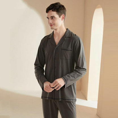 Cozy Men's Modal Cotton Long Sleeve Pajama Set for Ultimate Comfort - Vogue Aura