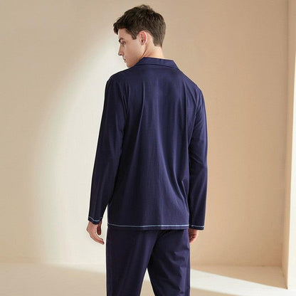 Cozy Men's Modal Cotton Long Sleeve Pajama Set for Ultimate Comfort - Vogue Aura