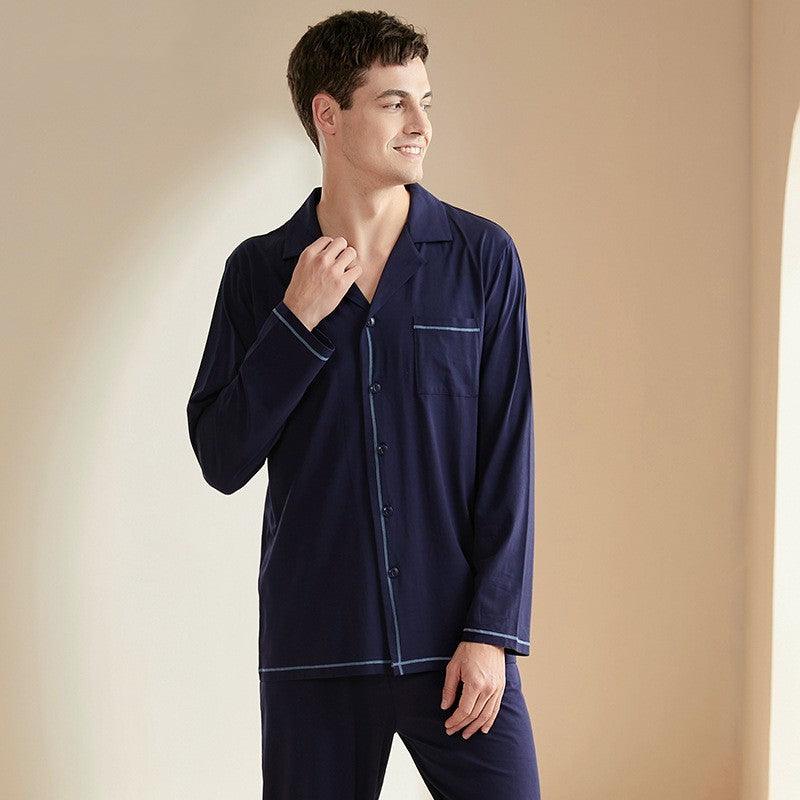 Cozy Men's Modal Cotton Long Sleeve Pajama Set for Ultimate Comfort - Vogue Aura