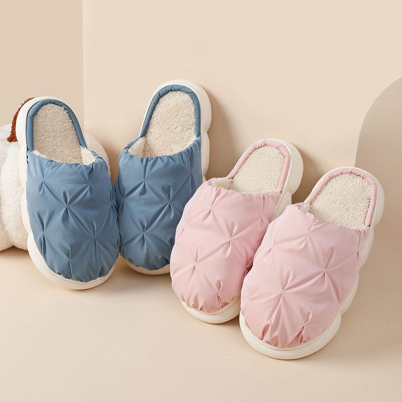 Cozy Waterproof Plush Cotton Slippers with Thick Sole for Ultimate Comfort - Vogue Aura