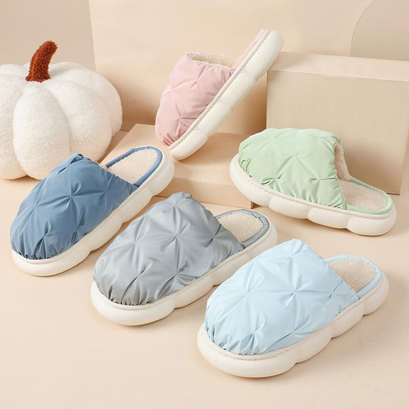 Cozy Waterproof Plush Cotton Slippers with Thick Sole for Ultimate Comfort - Vogue Aura