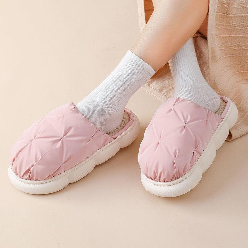 Cozy Waterproof Plush Cotton Slippers with Thick Sole for Ultimate Comfort - Vogue Aura