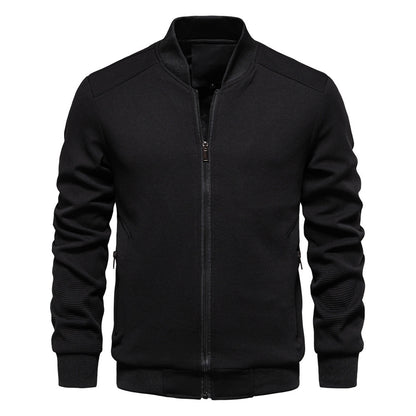 Stand Collar Solid Colour Men's Jacket - Vogue Aura