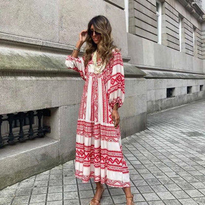 Bohemian Floral V-Neck Maxi Dress for Women - Vogue Aura