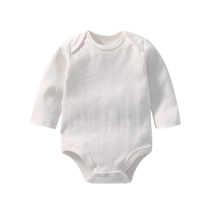 Newborn Solid Colour Cotton Long Sleeve Romper - Vogue Aura