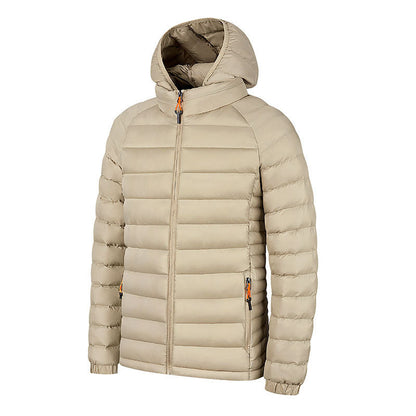 Men's Winter Lightweight Hooded Coat with Zipper and Pockets - Vogue Aura