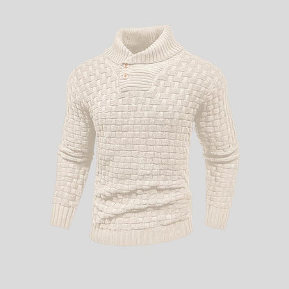 Men's Slim Turtleneck Sweater With Button Design Fashion Casual Solid Color Pullover Top Clothing - Vogue Aura