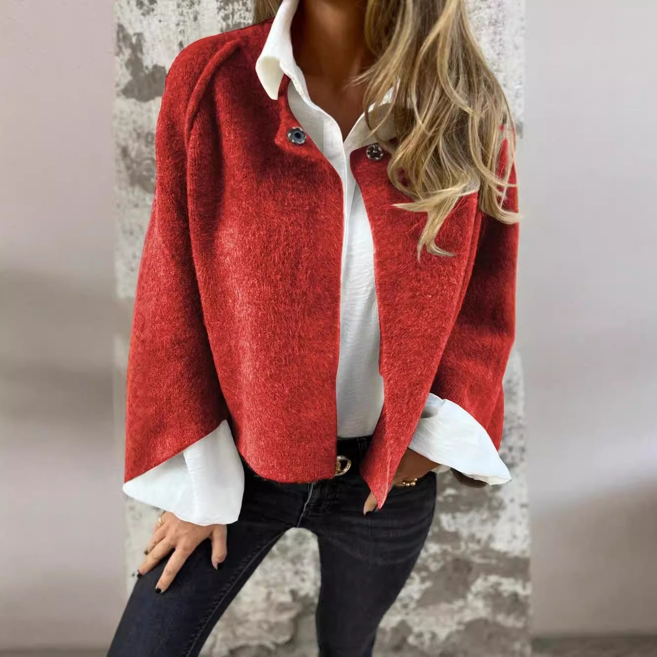 Women's Batwing Sleeve Cashmere-Inspired Cardigan - Vogue Aura