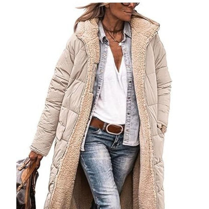 Fleece-lined Long Sleeve Winter Coat for Women