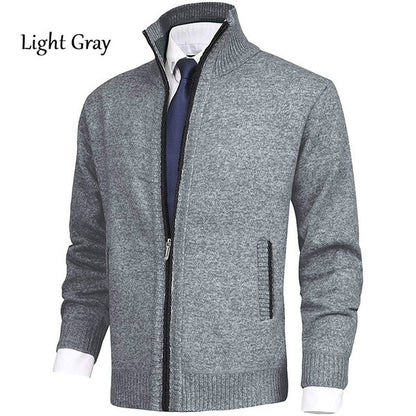 Men's Premium Cotton Stand Collar Cardigan Sweater Coat - Vogue Aura