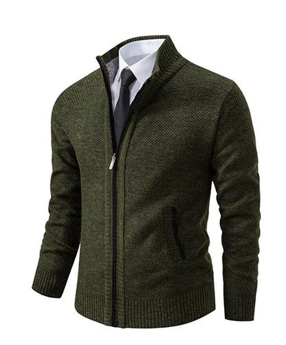 Men's Premium Cotton Stand Collar Cardigan Sweater Coat - Vogue Aura