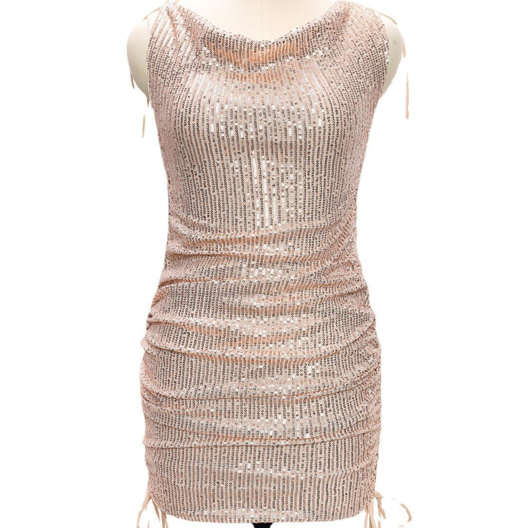 Chic High Waist Pencil Dress in Champagne, Rose Red, and Black - Vogue Aura