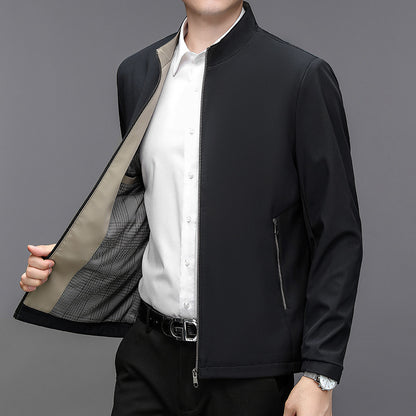 Elegant Stand Collar Jacket for Middle-aged Men - Vogue Aura