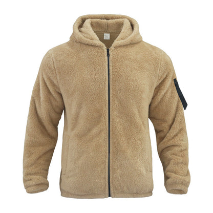 Plush Hooded Fleece Jacket for Men - Double-Sided Warmth - Vogue Aura