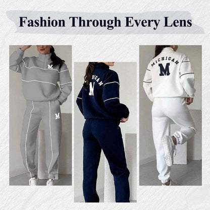 Women’s Chic Hoodless Pullover and Baggy Sweatpants Loungewear Set - Vogue Aura