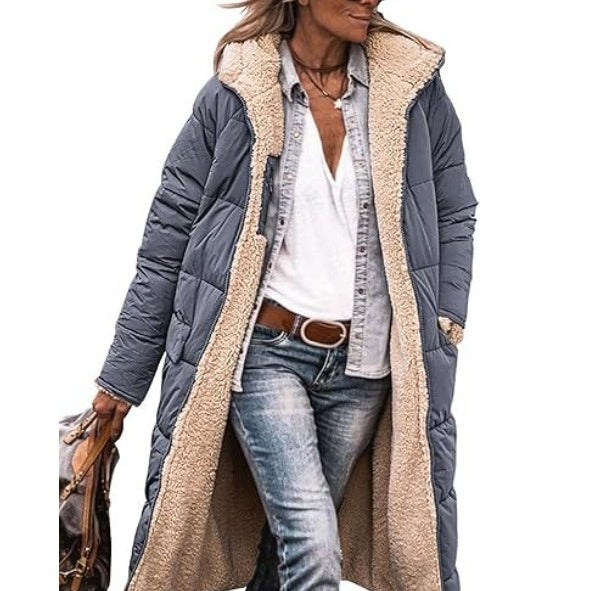 Fleece-lined Long Sleeve Winter Coat for Women - Vogue Aura