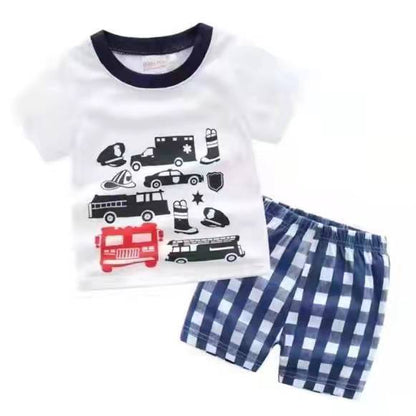 Children's Cotton Letter Print Short Sleeve Summer Set - Vogue Aura