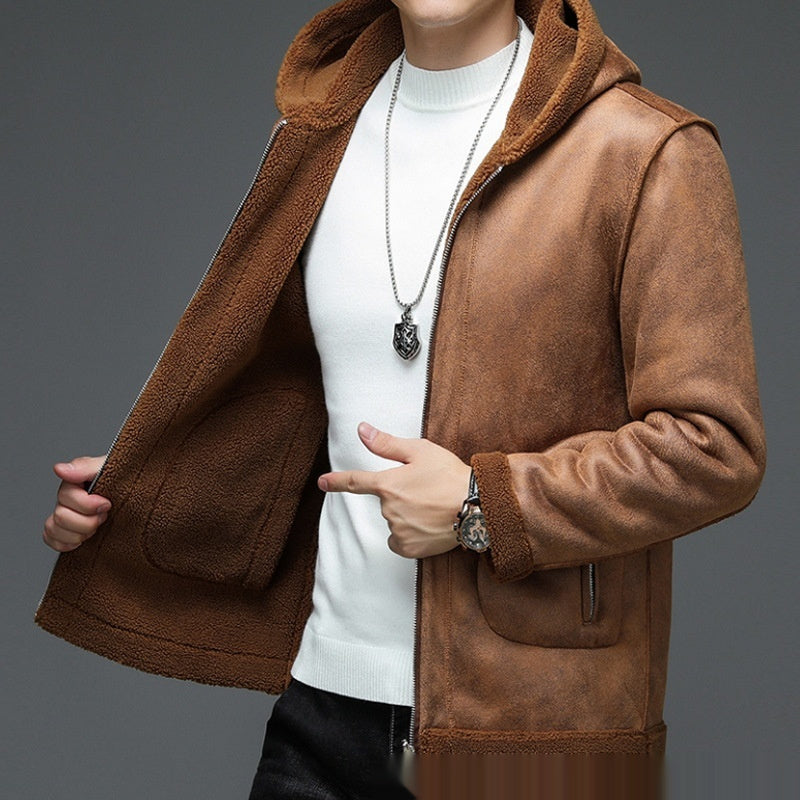 Double-Sided Fleece Men's Lambswool Coat Jacket - Vogue Aura