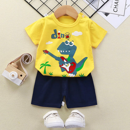 Summer Animal-Themed Short-Sleeved T-Shirt and Shorts Set for Kids - Vogue Aura