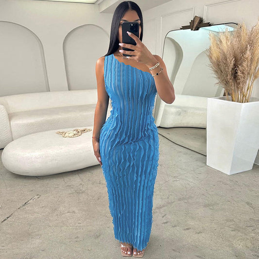 Elegant Backless High-Waisted Midi Dress - Vogue Aura