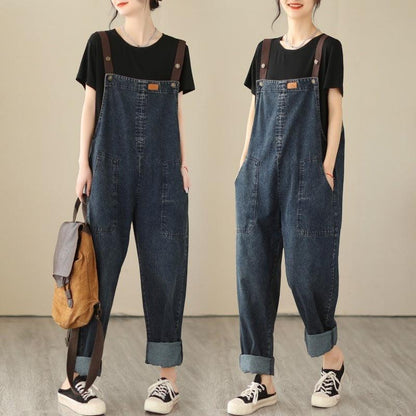 Renaissance-Inspired Elegant Denim Strap Pants for Women - Vogue Aura