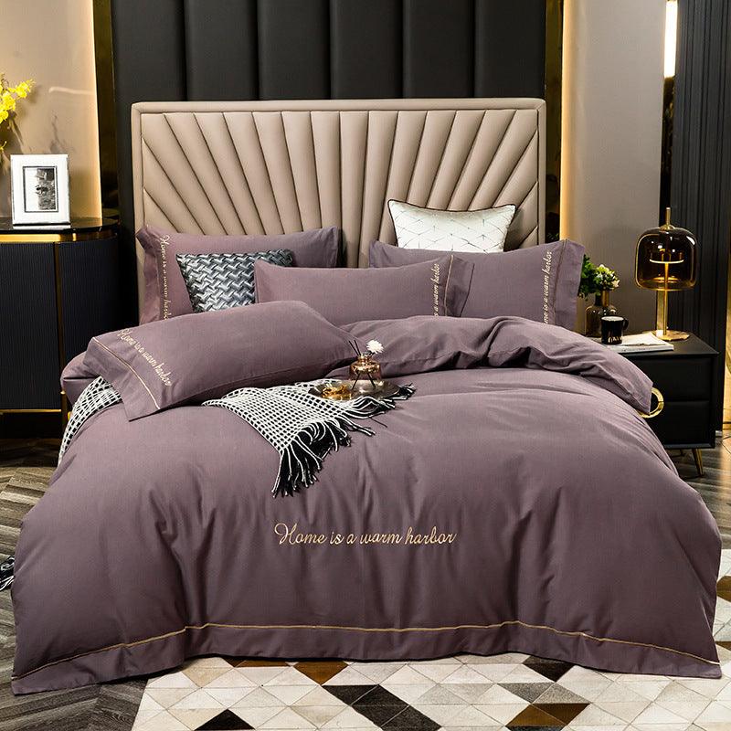 Elegant Embroidered Cotton Bed Linen Set - Vogue Aura