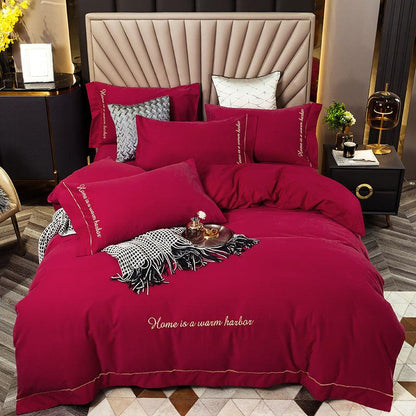 Elegant Embroidered Cotton Bed Linen Set - Vogue Aura