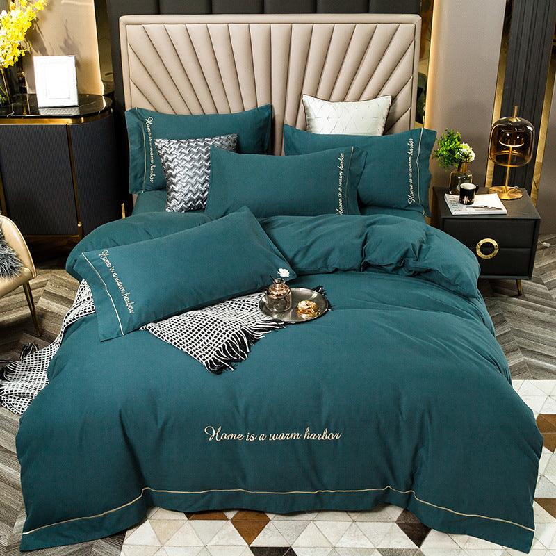 Elegant Embroidered Cotton Bed Linen Set - Vogue Aura